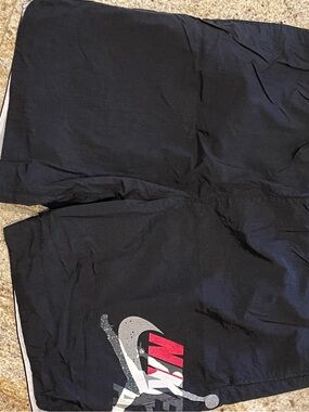 Jordan Poolside Men’s Black Athletic Swim Shorts with Red and White Logo